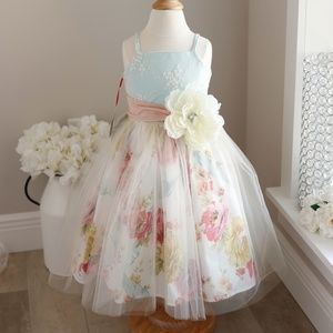 Lace Tulle Dress Vintage Floral Boutique Couture Spring Flower Girl Size 3 NWT